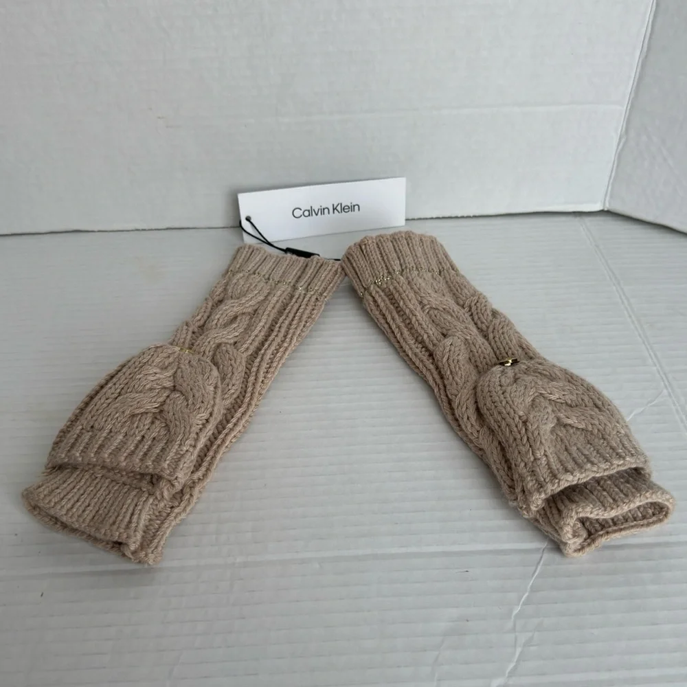 Calvin Klein Beige Convertible Mittens Fingerless Gloves